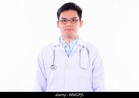 Die Jungen gut aussehenden asiatischer Mann Arzt suchen an Kamera Stockfoto