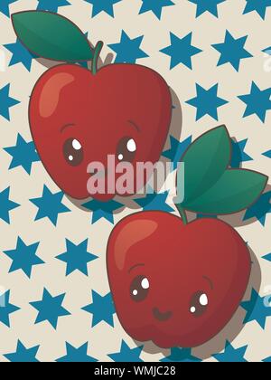 Kawaii Apple Symbole Stock Vektor