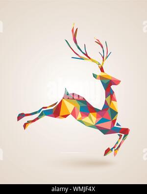 Weihnachten Hirsch Regenbogen Farben Abbildung Stock Vektor