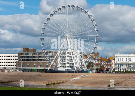 Worthing Riesenrad an der Küste in Worthing, West Sussex. Stockfoto