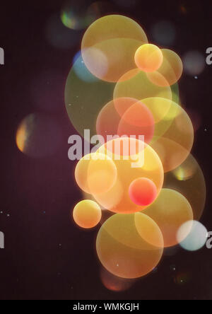 Vintage Style Hintergrund mit gelben Kreisen, bokeh Effect, grunge Papier Textur verwendet. Stockfoto