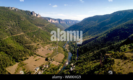 Luftaufnahme der Gorges du Tarn in Les Vignes, Lozere Stockfoto