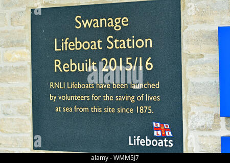 Swanage Rettungsboot Station umgebaut 2015/16, Leben zu retten, von dieser Website seit 1875. Bilder auch leer Station nach einem Start Boot in dist zu retten zeigen Stockfoto