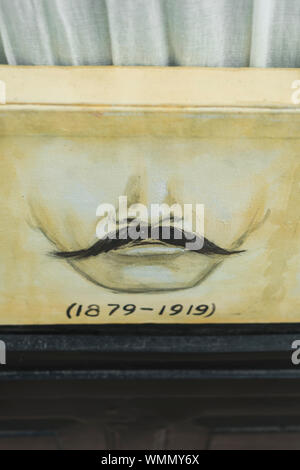 Grafische Zeichnung eines Schnurrbart auf Leinwand Stockfoto
