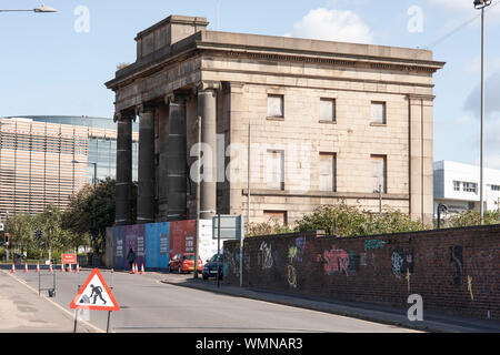 Blick auf die alte Curzon St Station, neu für HS2 mit Millenium Punkt im Hintergrund entwickelt nach links Stockfoto