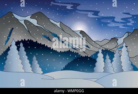 Winter-Berglandschaft Stock Vektor