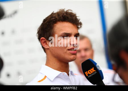 Monza, Italien. 05 Sep, 2019. #04 Lando Norris; McLaren Renault. GP Italien, Monza 5-8 September 2019 Photo Credit: Unabhängige Agentur/Alamy leben Nachrichten Stockfoto