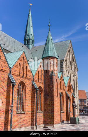 Historische Domkirke Kathedrale im Zentrum von Ribe, Dänemark Stockfoto