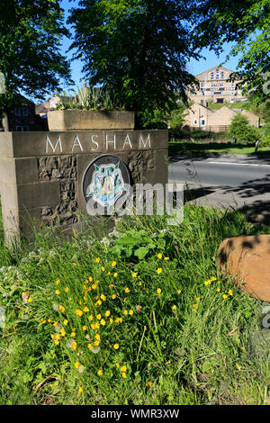 Die Stadt anmelden Masham Stadt, North Yorkshire, England, Großbritannien Stockfoto