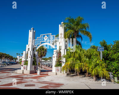 Eingang Bayfront Park an der Küste von Sarasota Florida Stockfoto