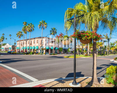 West Venedig Avenue in der Innenstadt von Venedig Florida Shopping- und Entertainmentviertel. Stockfoto