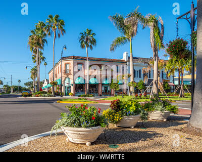 West Venedig Avenue in der Innenstadt von Venedig Florida Shopping- und Entertainmentviertel. Stockfoto