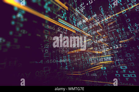 Wallpaper von binären Code-Konzept-Muster und Big Data structure.Net und Quellcode.Abstrakten Hintergrund der Technologie, Wissenschaft und Cloud-Computer. Stockfoto