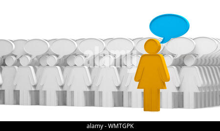 Konzept von Feminismus und Gleichheit zwischen Männern und Frauen. Fragen und Zweifel der Frauen.3d-Illustration.Fragezeichen.Mann und Frau Symbol oder Symbol Stockfoto