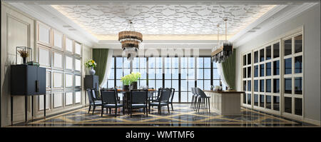 3D-Render von Neo Classic Home Interior Stockfoto