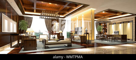3D-Render von Neo Classic Home Interior Stockfoto