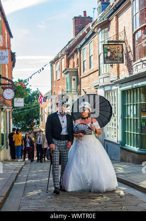 Lincoln, Lincolnshire, England, UK - Der größte Asyl Steampunk Festival auf der Erde befindet sich in der Stadt Lincoln gehalten Stockfoto