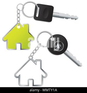 Tasten mit Haus geformte keyholders Stock Vektor