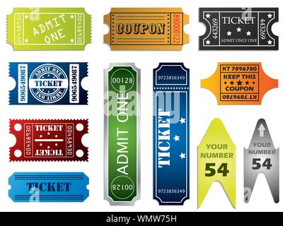 Legen Sie verschiedene Tickets Stock Vektor