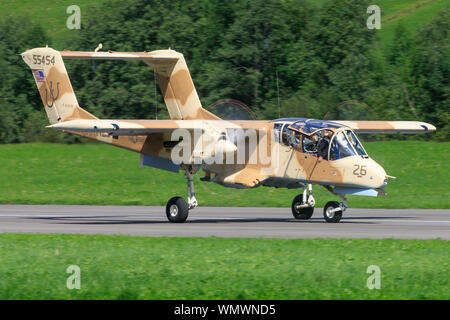 St. Stephan/Switzerlang August 29, 2019: Vintage Rockwell OV-10 Bronco in St. Stephan. Stockfoto