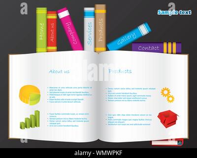 Bücher Web Template mit lebendigen Farben Stock Vektor