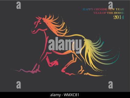 Frohes neues Jahr des Pferdes 2014 Stock Vektor