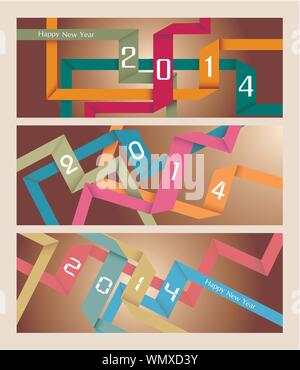 Glückliches neues Jahr 2014 Origami-banner Stock Vektor