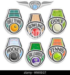 Vektor einrichten des Sports Logo mit Kugel, auf weissem isoliert. Stock Vektor