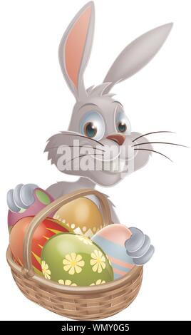 Eier Korb weiße Osterhasen Stock Vektor
