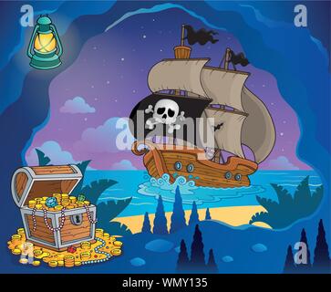 Pirate Cove Thema Bild 7. Stock Vektor