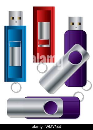 Verschiedene USB-Sticks Set 1 Stock Vektor