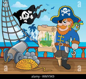 Piratenschiff deck Thema 2 Stock Vektor
