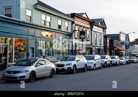 Straße der Innenstadt in Bar Harbor. Mount Desert Island. Maine. USA Stockfoto