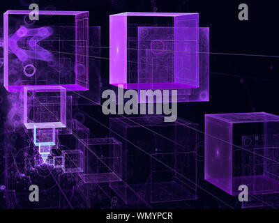 Abstrakte fliegende Würfel - digital erzeugten 3 Abbildung d Stockfoto