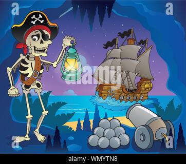 Pirate Cove Thema Bild 6 Stock Vektor