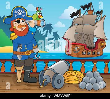 Piratenschiff deck Thema 1 Stock Vektor