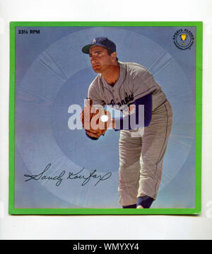 Collectible foto Aufzeichnung der Hall of Fame Krug Sandy Koufax mit Los Angeles Dodgers um 1960. Stockfoto