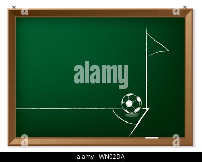 Fußball und Fahne in der Ecke Stock Vektor