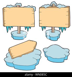 Eisige hölzernen Zeichen Stock Vektor