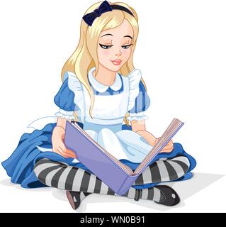 Alice, ein Buch zu lesen Stock Vektor