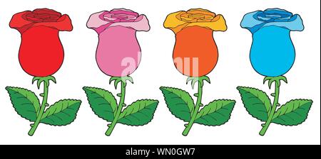Verschiedene Farbe Rosen collection Vector Illustration Stock Vektor