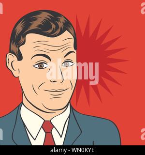 lächelnde Geschäftsmann, Pop-Art Stil illustration Stock Vektor