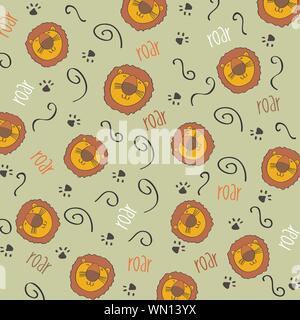 doodle seamless pattern with lions Stock Vektor