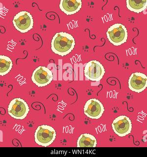 doodle seamless pattern with lions Stock Vektor