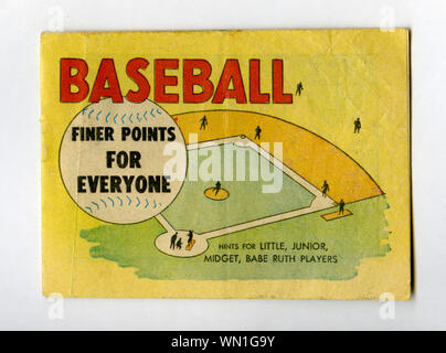 Vintage 1960s Era souvenir Broschüre über die Feinheiten der Baseball zu spielen, wurde an der Banken gegeben. Stockfoto