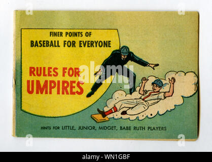Vintage 1960s Era Souvenir-heft über Baseball umpires, wurde an der Banken gegeben. Stockfoto