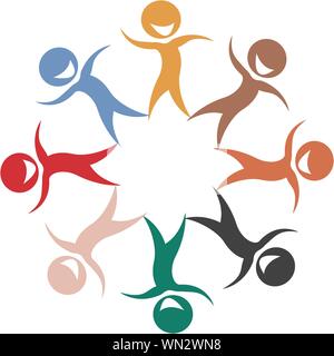 Stilisierte Kinder in verschiedenen Farben Stock Vektor