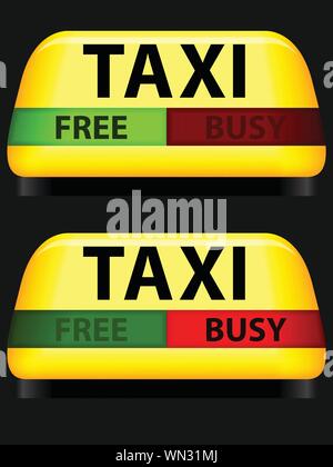 Taxi Schild mit freien und belegten leuchtet Stock Vektor