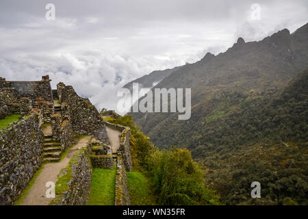 Sayacmarca eine alte Inka Ruinen entlang des Inka Trail Stockfoto