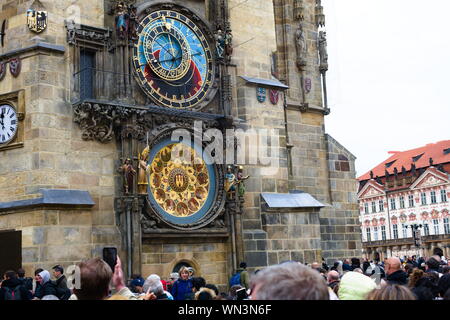 Die astronomische Uhr in Prag, Tschechische Republik Stockfoto